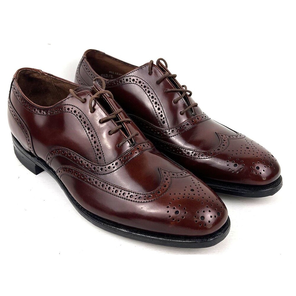 VTG Stafford Comfort Plus Full Brogue Wingtip Oxfords Mens 10.5D/B Burgundy
